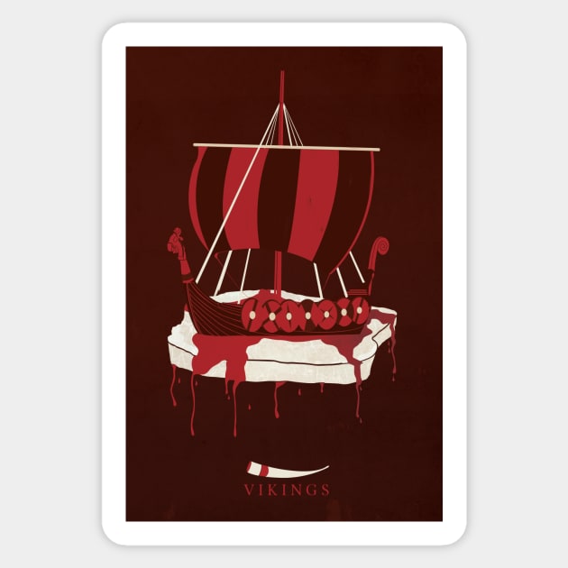 Vikings Minimalist Poster Sticker by Phil Shelly Creative